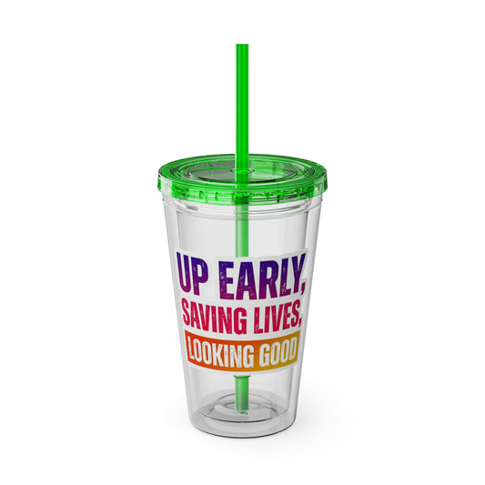 Up early, saving lives, looking good Clear Insulated Cup