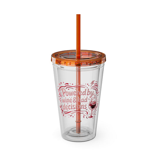 Powered by wine and bad decisions Clear Insulated Cup