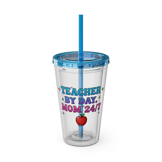 Teacher by day mom 24/7 Clear Insulated Cup
