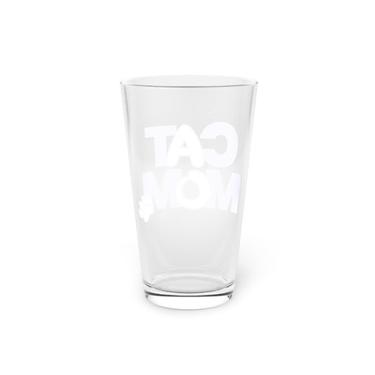 Cat mom blue Beer Glass