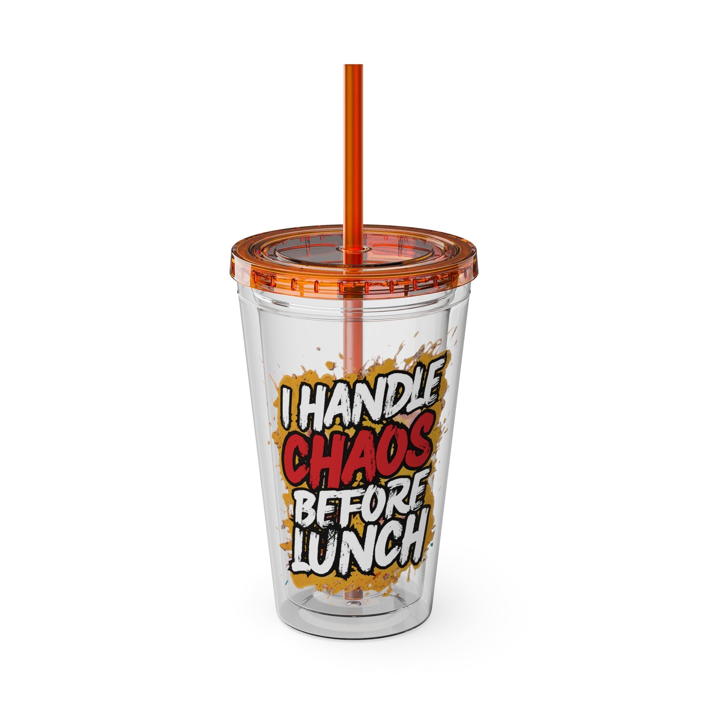 I handle chaos before lunch Clear Insulated Cup