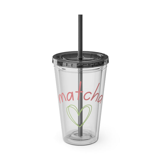 Matcha Heart Clear Insulated Cup