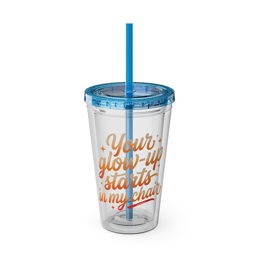 Your glow up starts in my chair Clear Insulated Cup