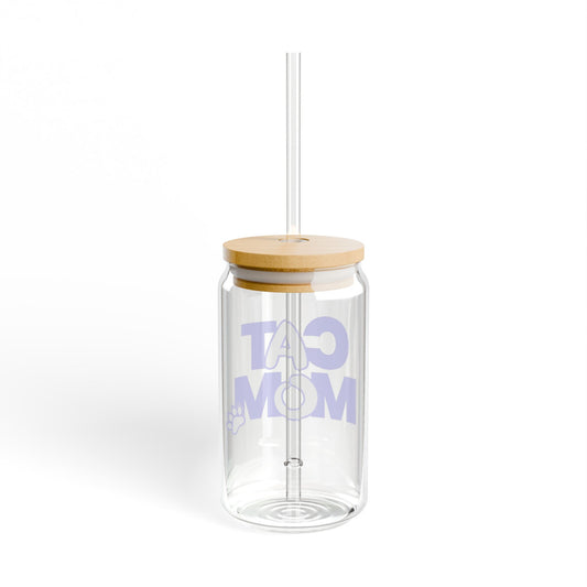 Cat mom blue Sipper Glass