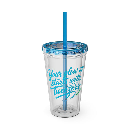 Your glow up starts with my tweezers Clear Insulated Cup