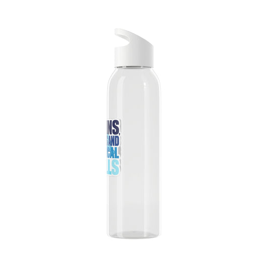 Brains, scrubs and surgical skills blue Water Bottle