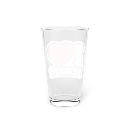 I love nurses faux sticker Beer Glass