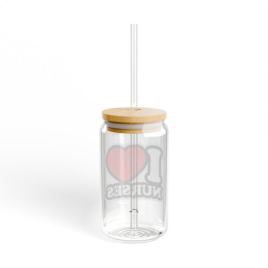I love nurses faux sticker Sipper Glass