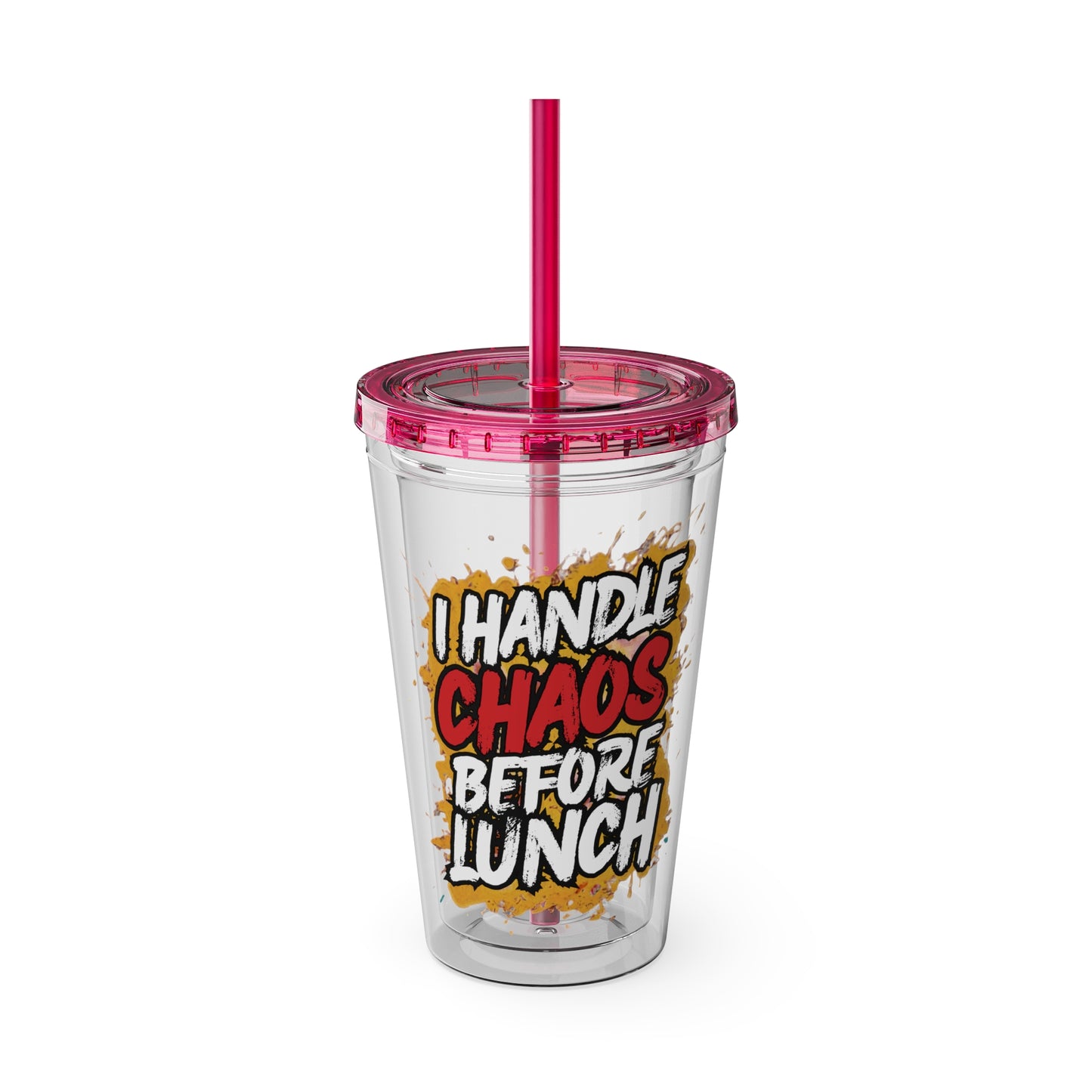 I handle chaos before lunch Clear Insulated Cup