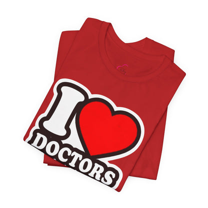 I love doctors faux sticker T-shirt