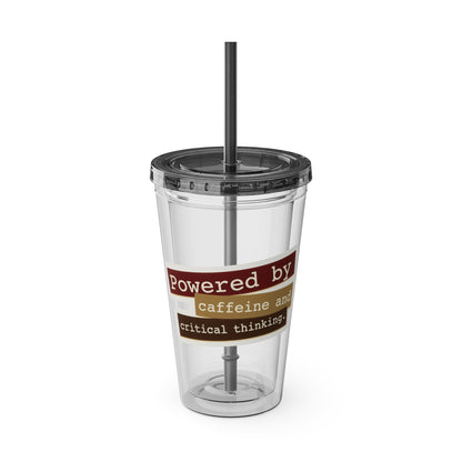 Powered by caffeine and critical thinking Clear Insulated Cup