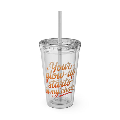 Your glow up starts in my chair Clear Insulated Cup