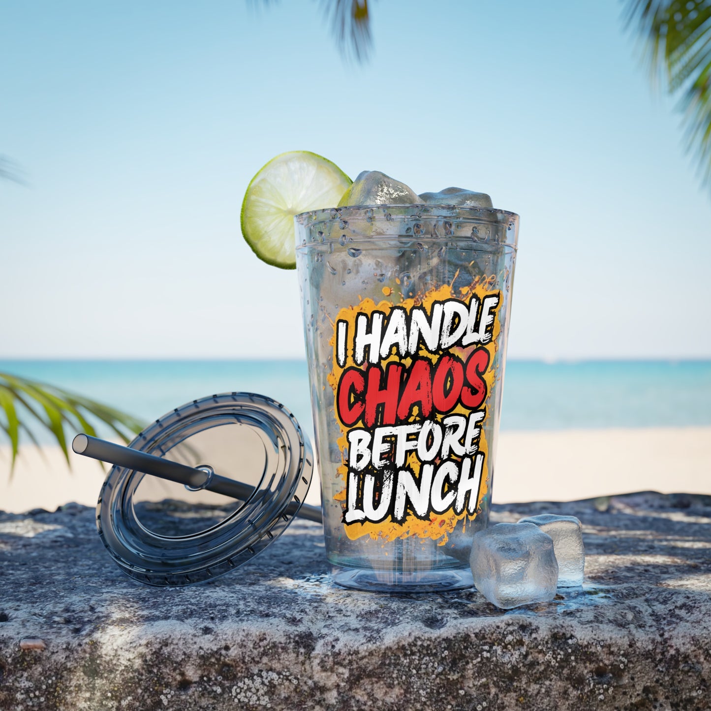 I handle chaos before lunch Clear Insulated Cup
