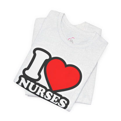 I love nurses faux sticker T-shirt