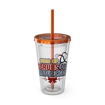 Suns up, scrubs on, attitude ready Clear Insulated Cup