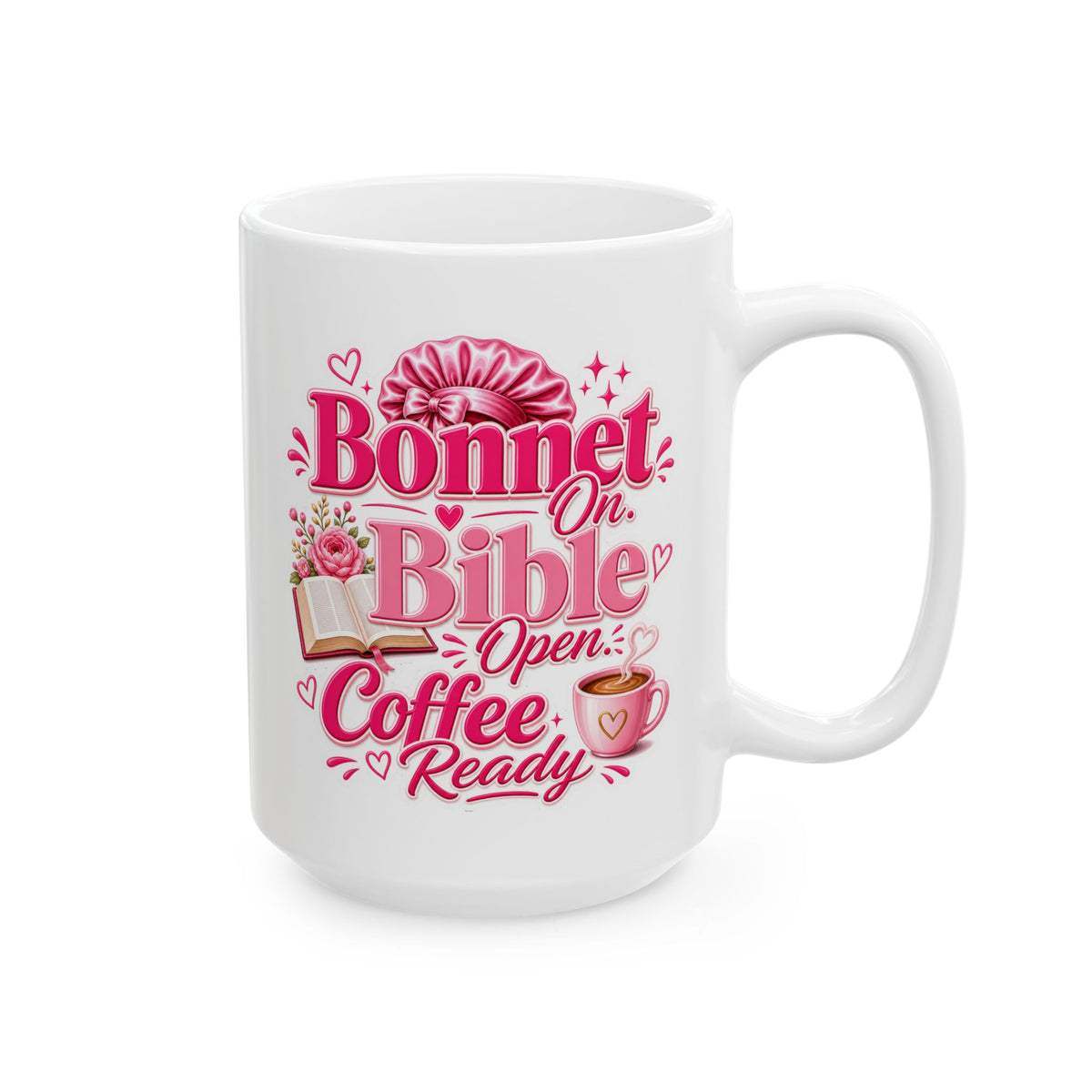 Bonnet on, Bible open, coffee ready Mug