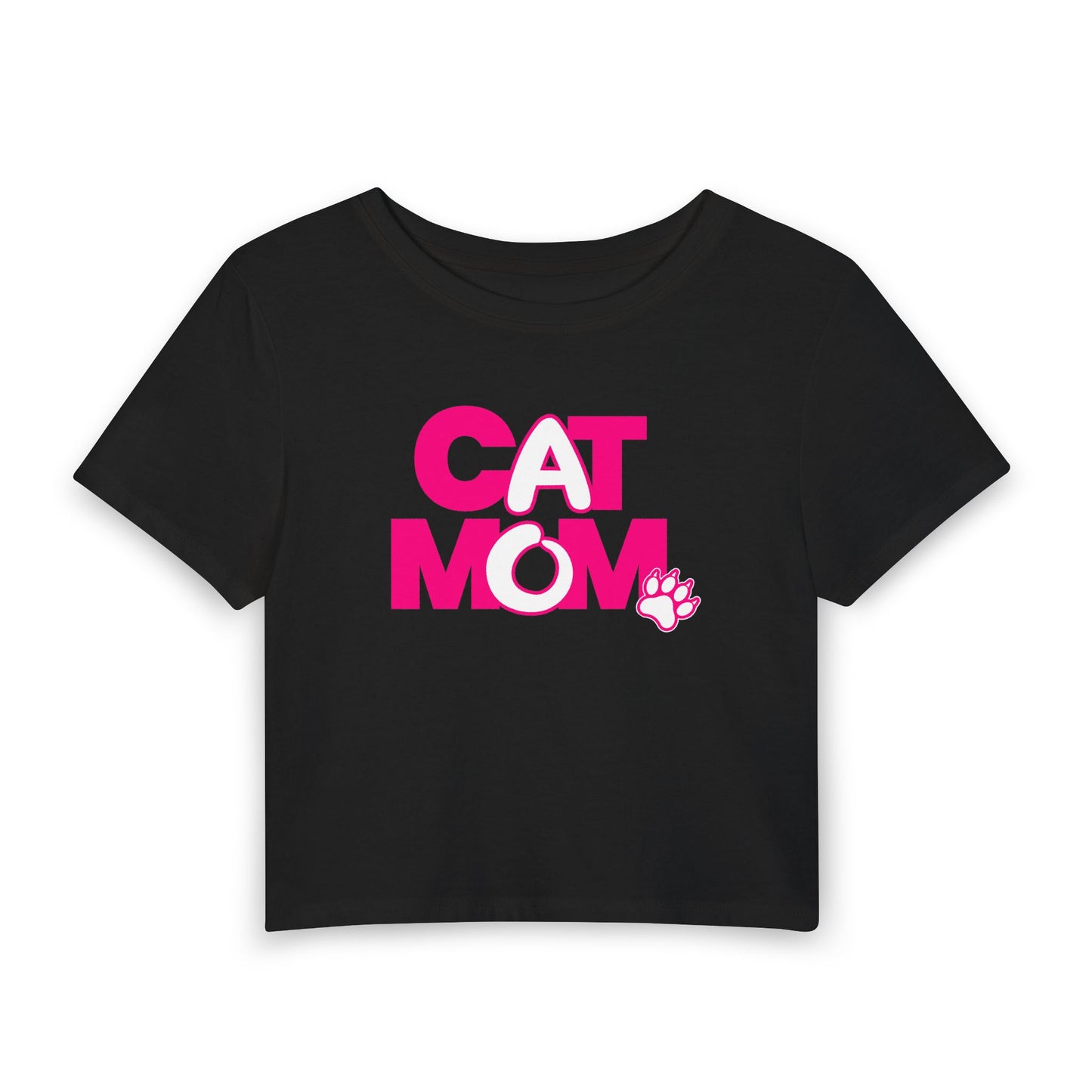 Cat mom pink Crop Tee