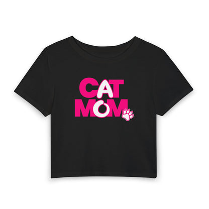 Cat mom pink Crop Tee