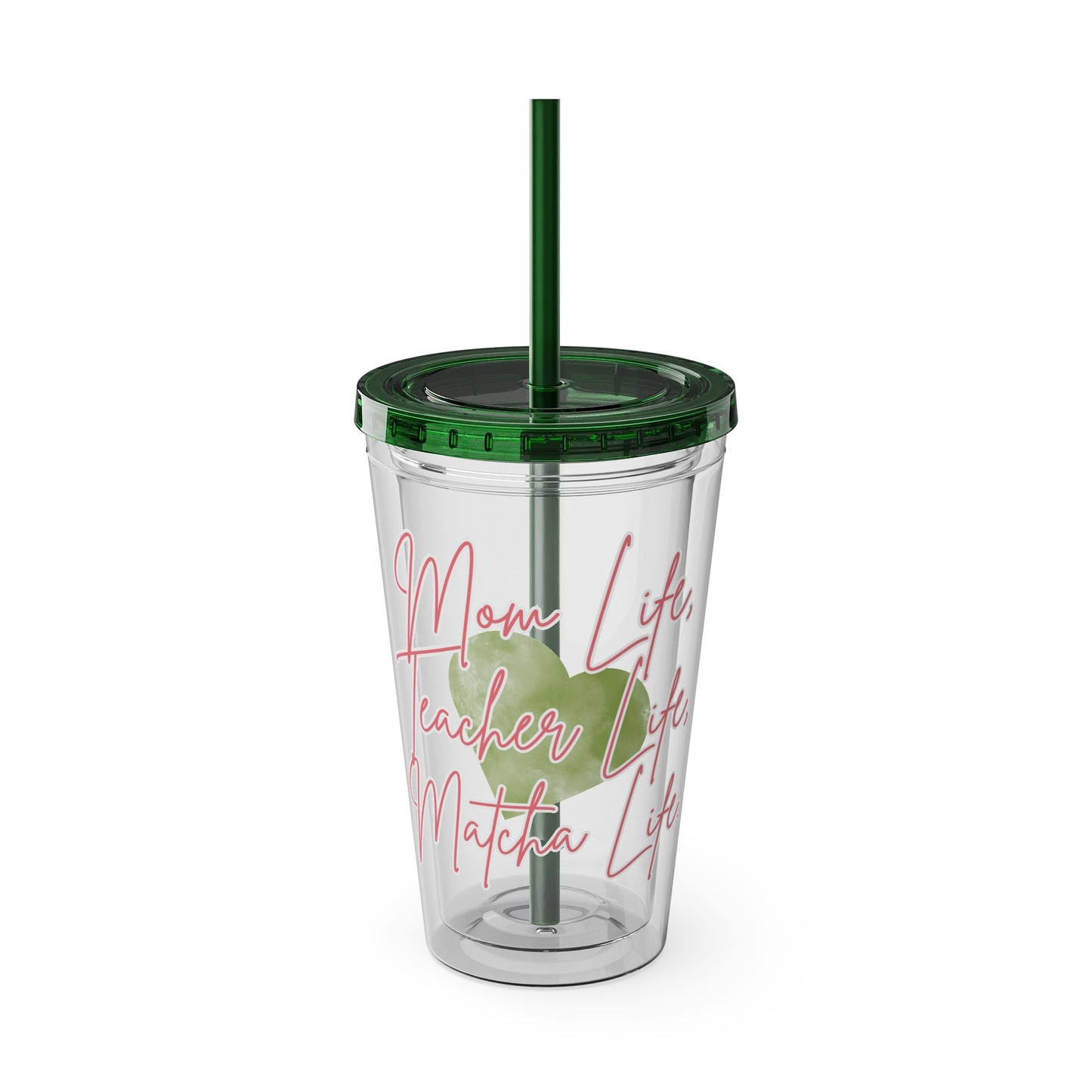 Mom Life, Teacher Life, Matcha Life' Clear Insulated Cup