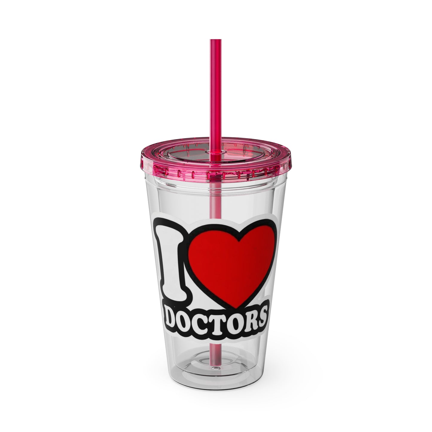 I love doctors faux sticker Clear Insulated Cup