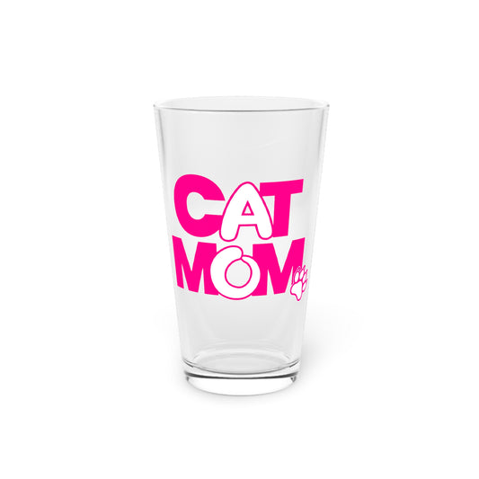 Cat mom pink Beer Glass