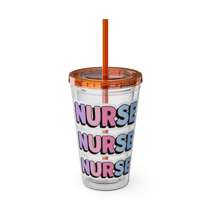 NURSE faux sticker Clear Insulated Cup