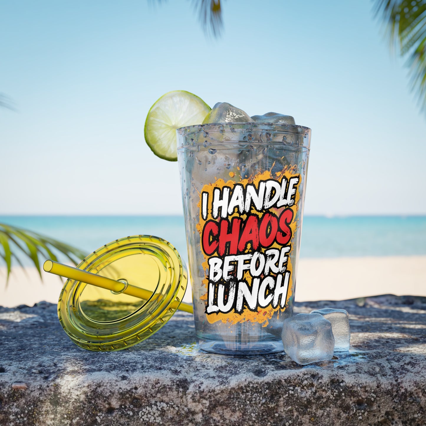 I handle chaos before lunch Clear Insulated Cup