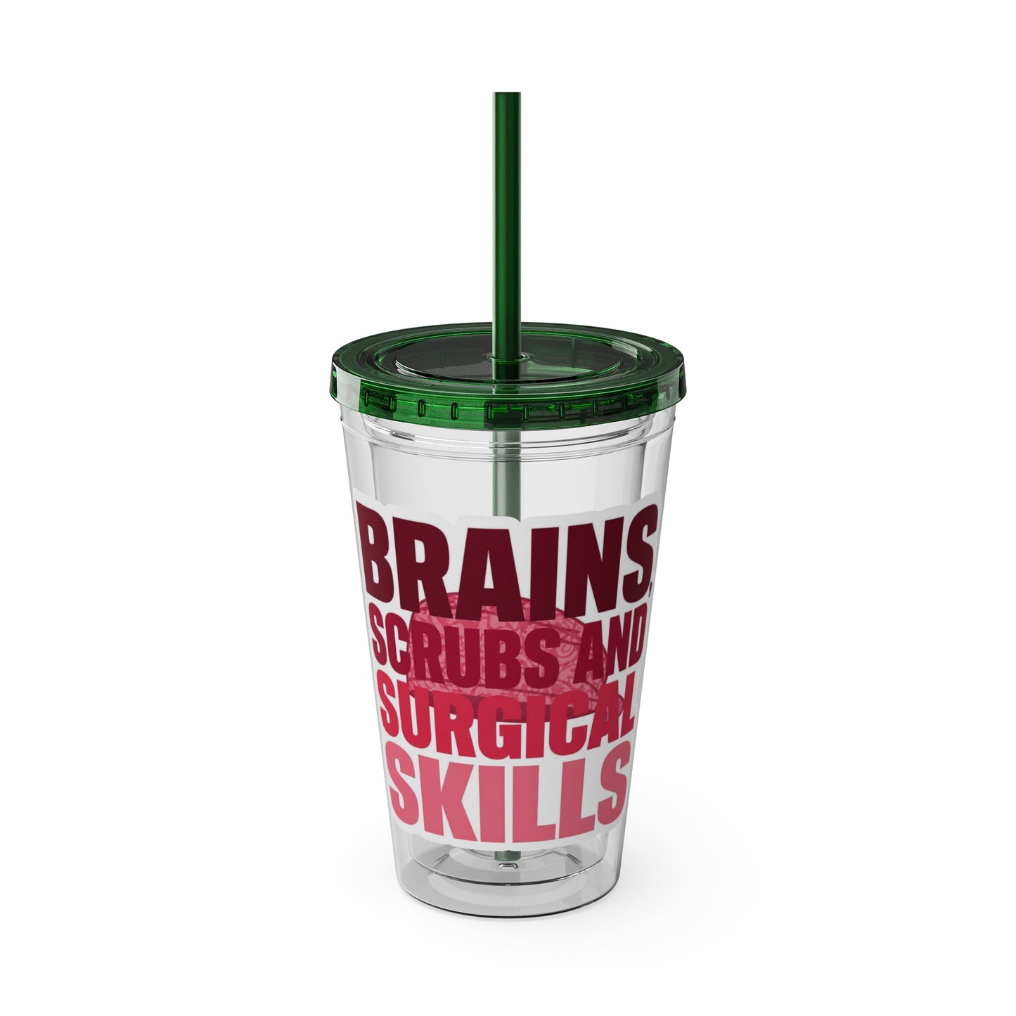 Brains, scrubs and surgical skills pink Clear Insulated Cup