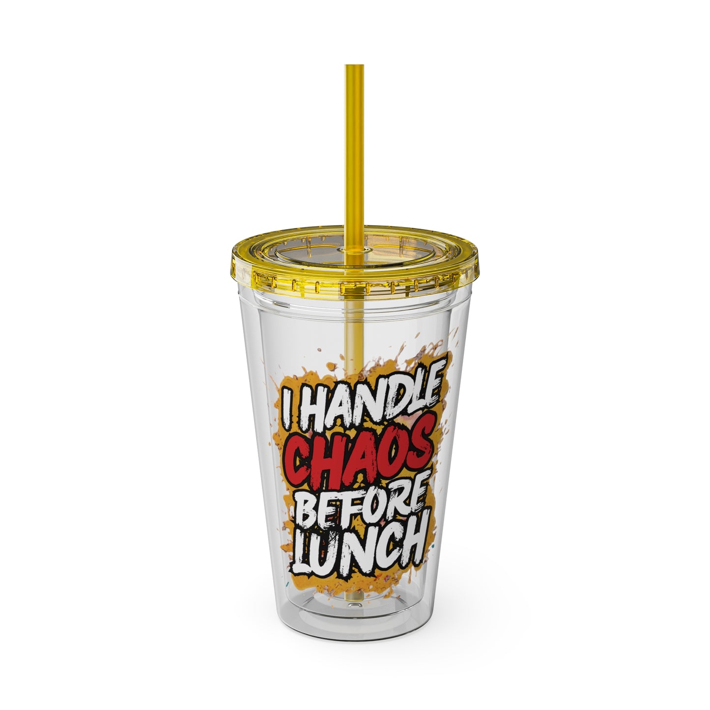 I handle chaos before lunch Clear Insulated Cup