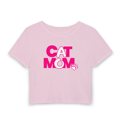Cat mom pink Crop Tee