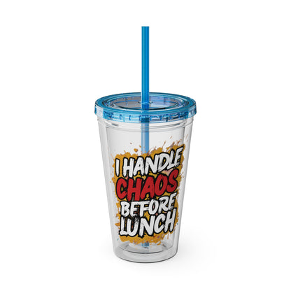 I handle chaos before lunch Clear Insulated Cup