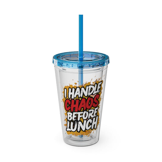 I handle chaos before lunch Clear Insulated Cup
