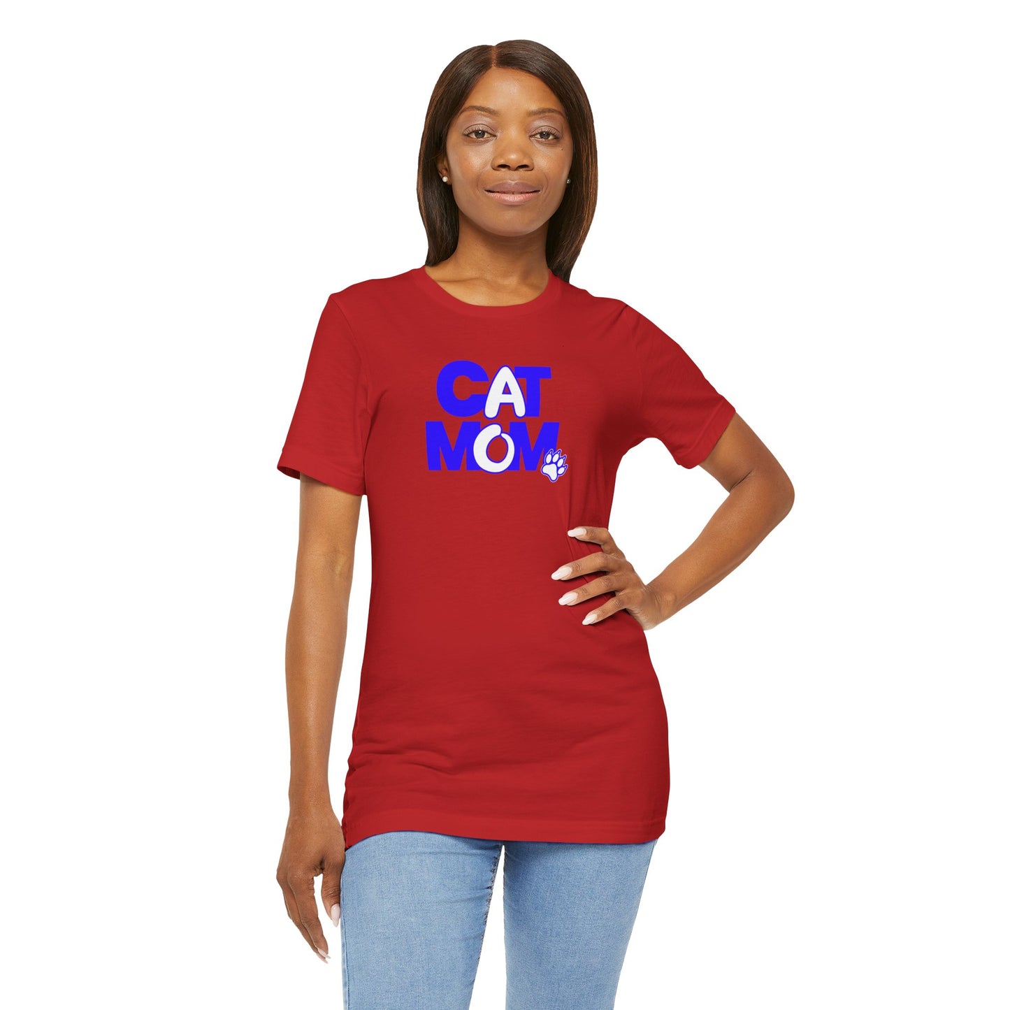 Cat mom blue T-shirt