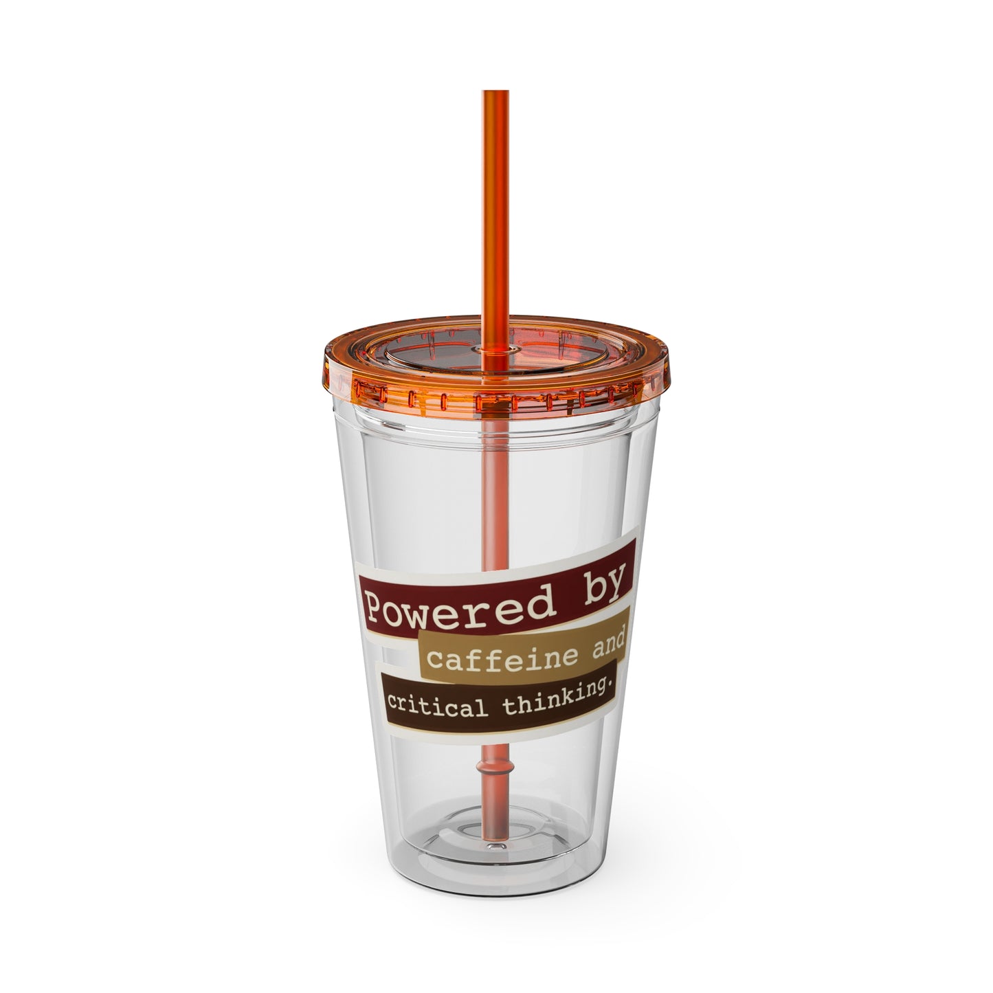 Powered by caffeine and critical thinking Clear Insulated Cup