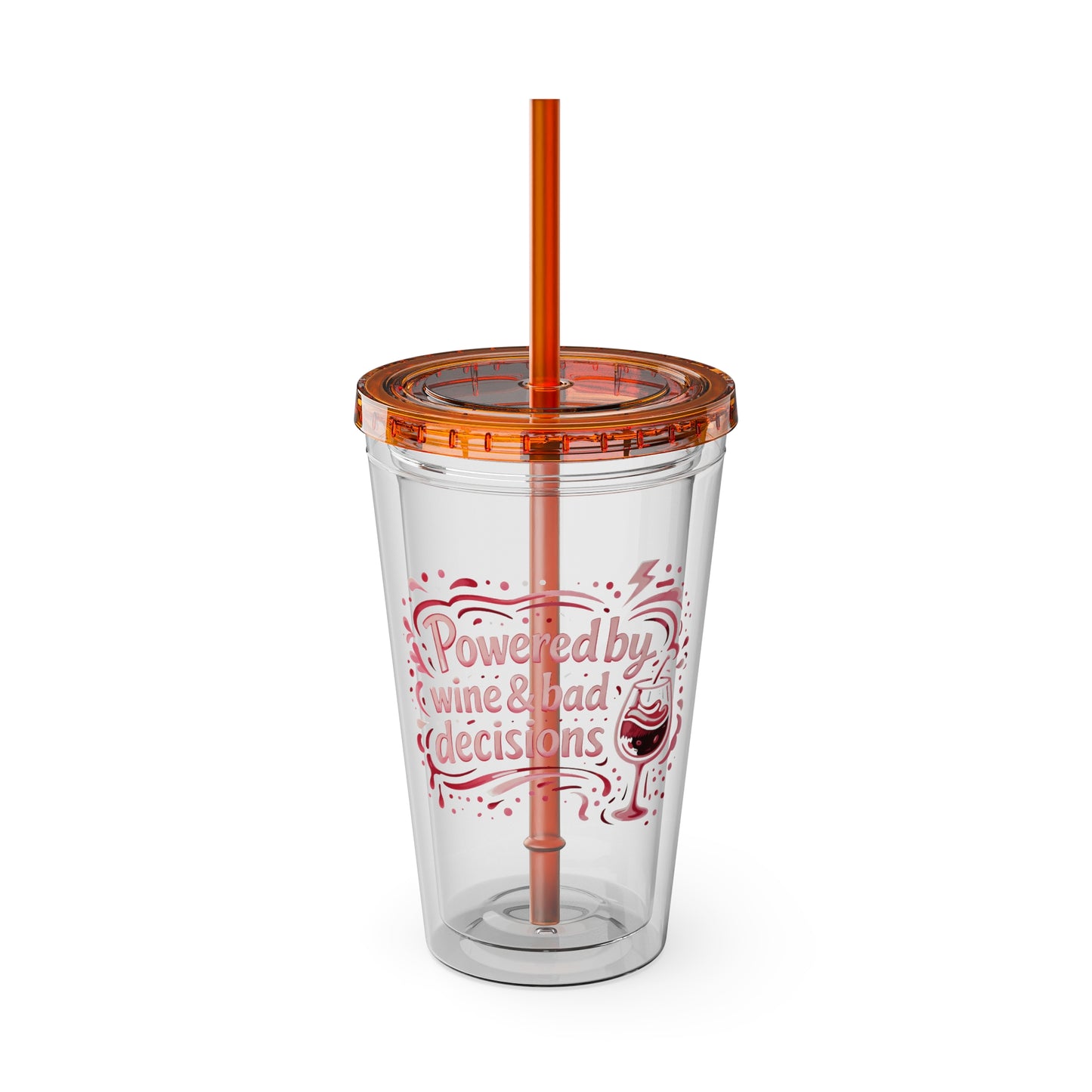 Powered by wine and bad decisions Clear Insulated Cup