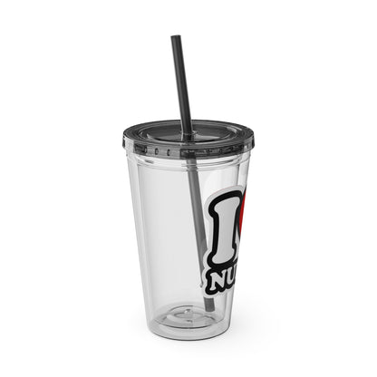 I love nurses faux sticker Clear Insulated Cup