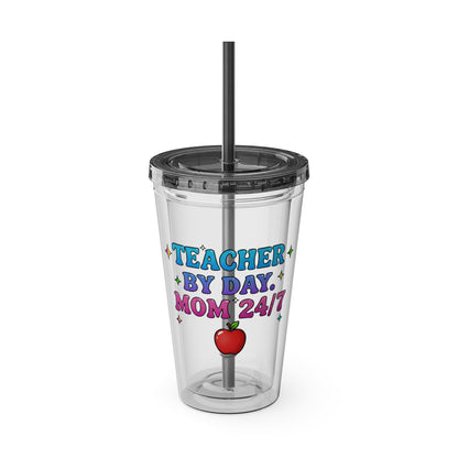 Teacher by day mom 24/7 Clear Insulated Cup