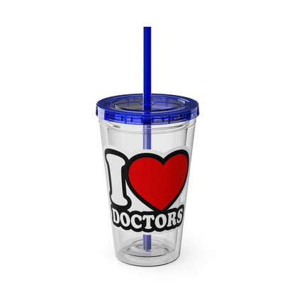 I love doctors faux sticker Clear Insulated Cup