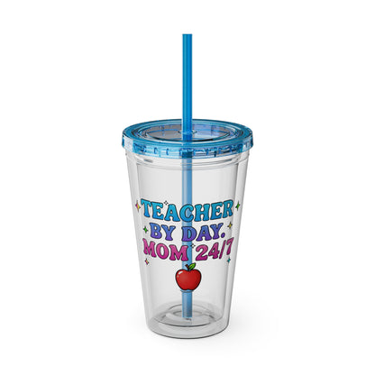 Teacher by day mom 24/7 Clear Insulated Cup