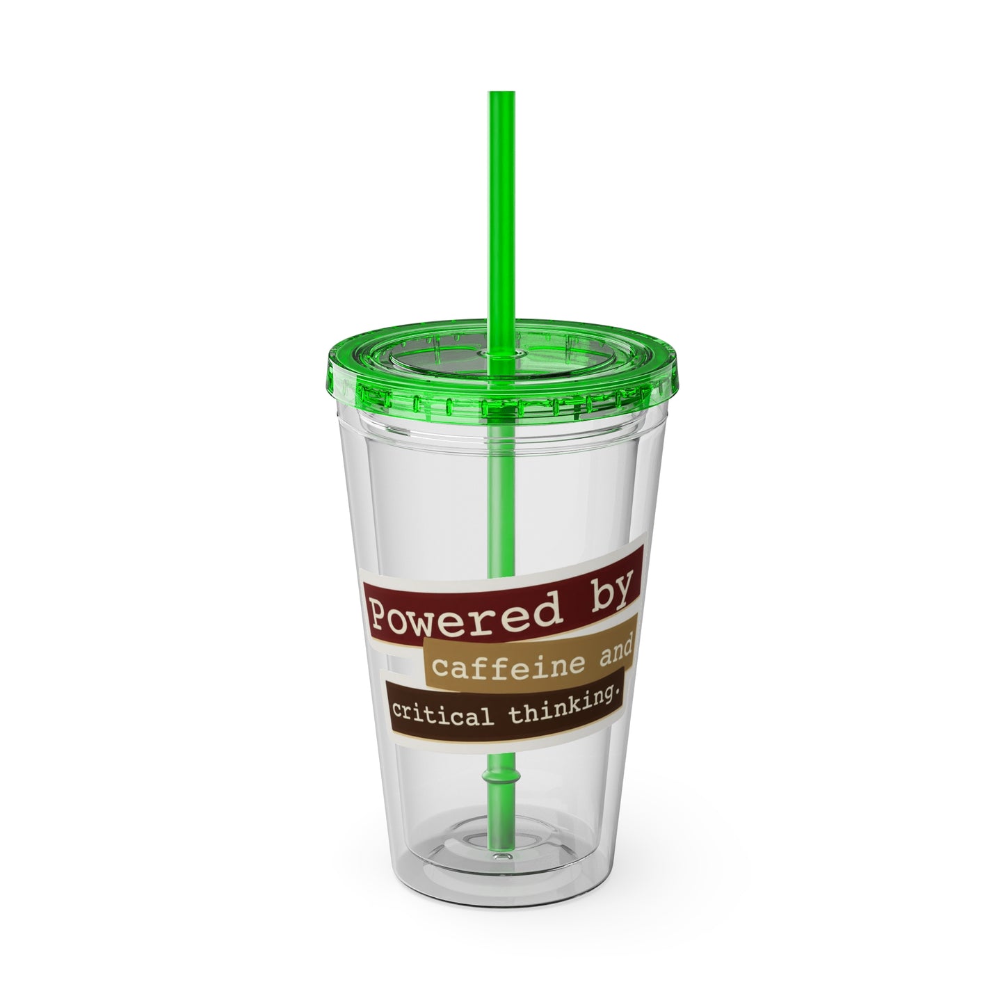Powered by caffeine and critical thinking Clear Insulated Cup