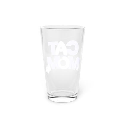 Cat mom blue Beer Glass