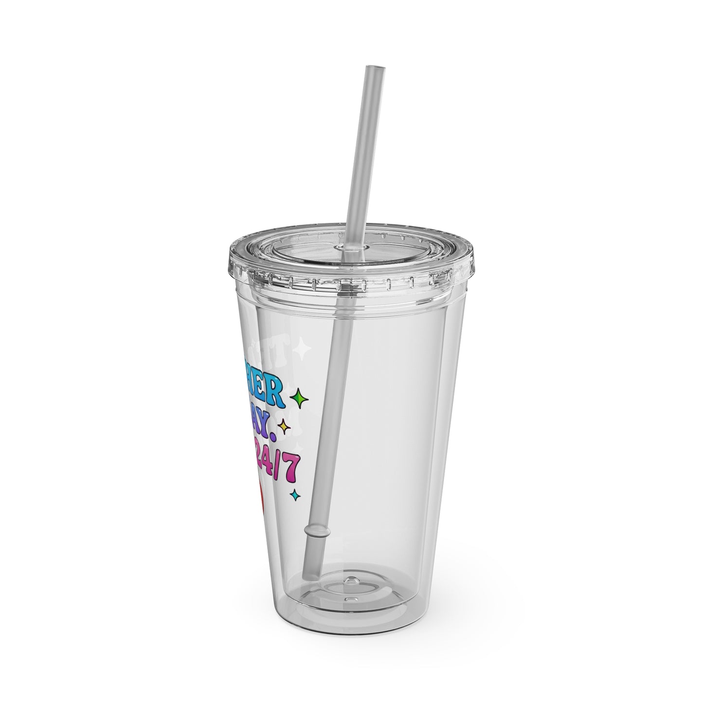 Teacher by day mom 24/7 Clear Insulated Cup
