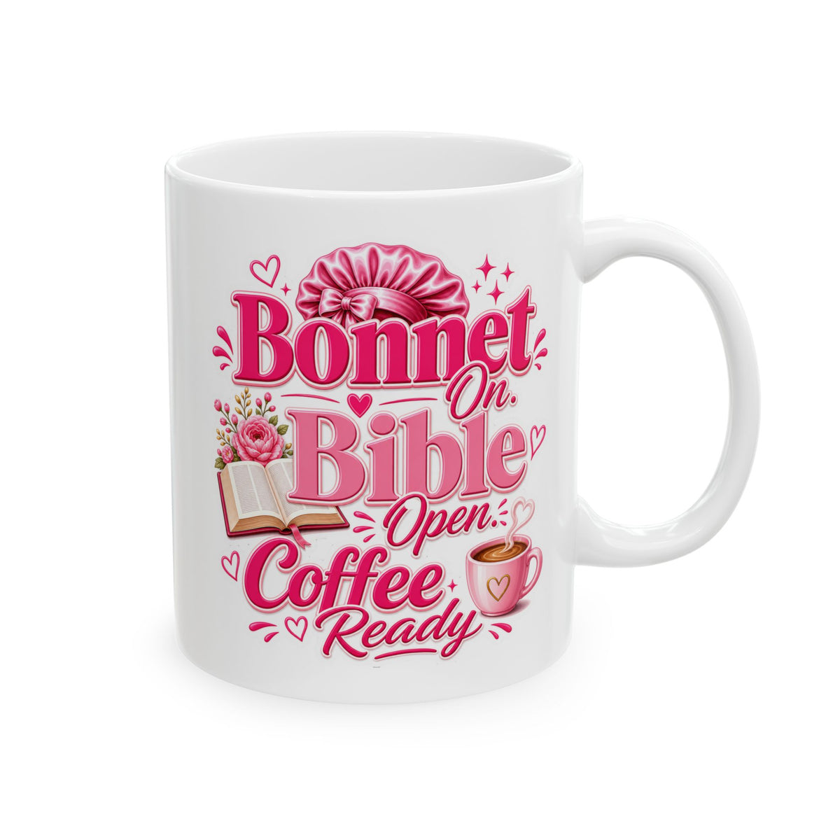 Bonnet on, Bible open, coffee ready Mug