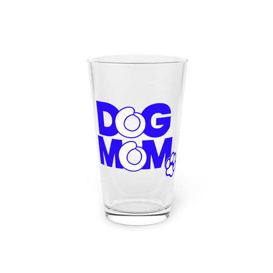 Dog mom blue Beer Glass