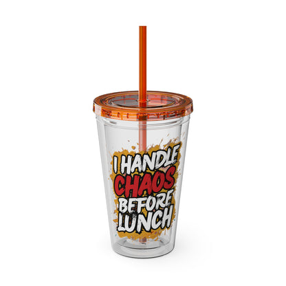 I handle chaos before lunch Clear Insulated Cup