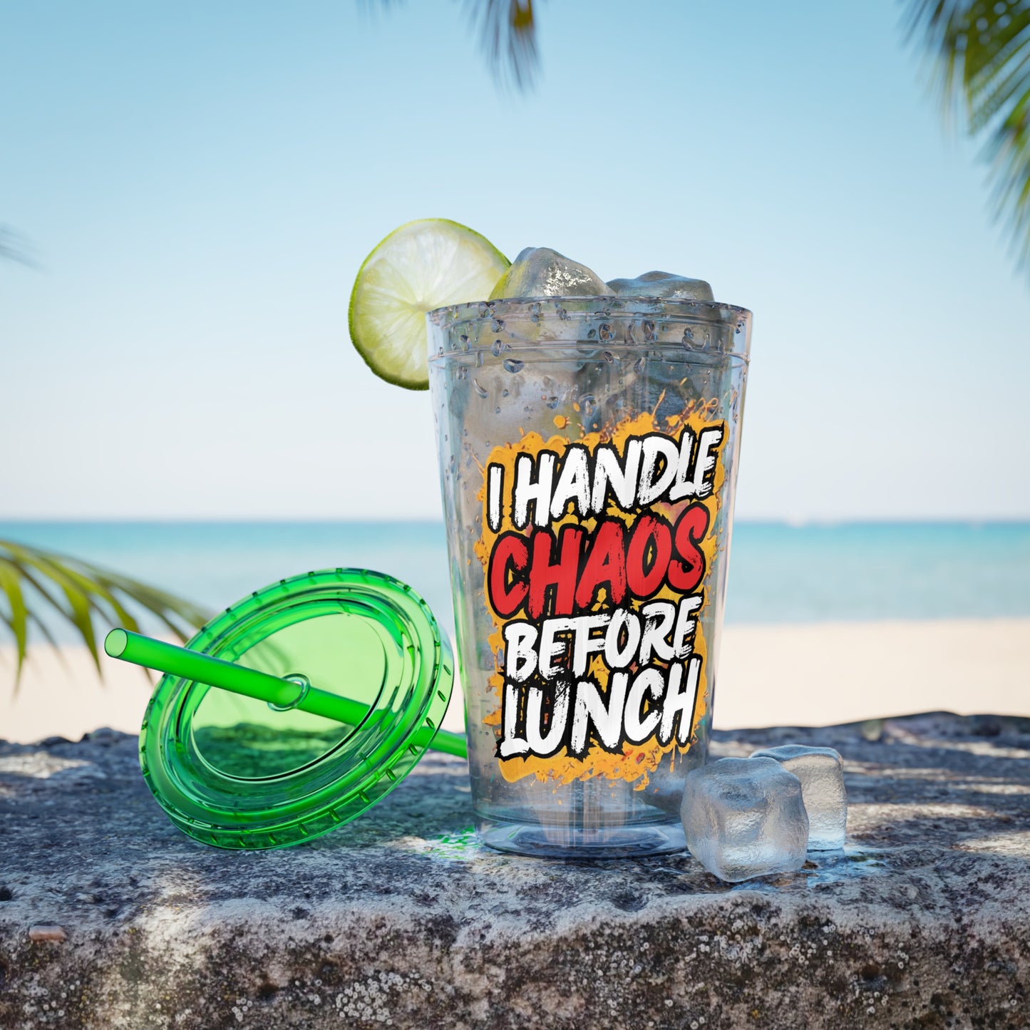 I handle chaos before lunch Clear Insulated Cup