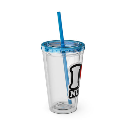 I love nurses faux sticker Clear Insulated Cup