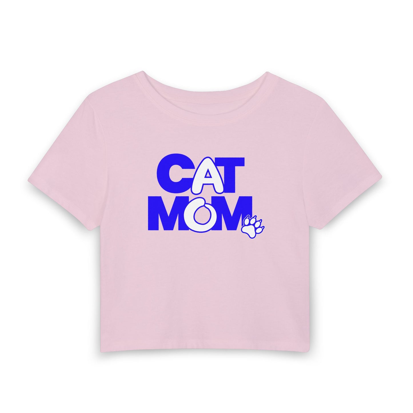 Cat mom blue Crop Tee