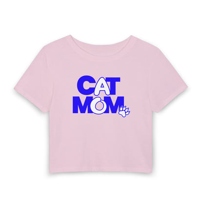 Cat mom blue Crop Tee