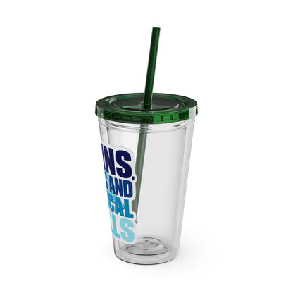 Brains, scrubs and surgical skills blue Clear Insulated Cup